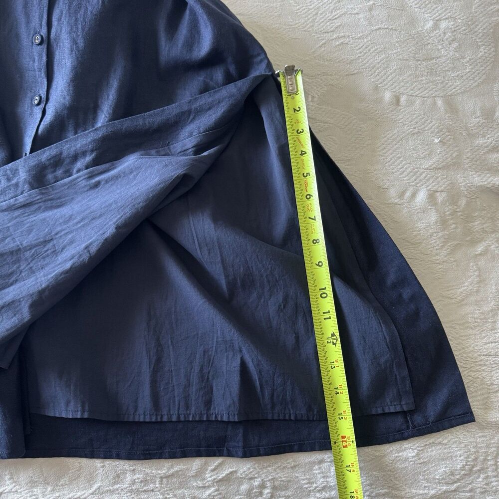 Magaschoni Small Blue Sleeveless Button-Front Linen Maxi Dress Minimalist Costal - Picture 11 of 14